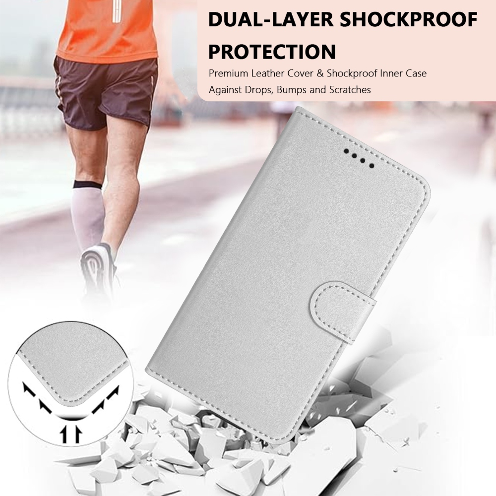 Solid knižkové puzdro na Xiaomi 17 Ultra - strieborné