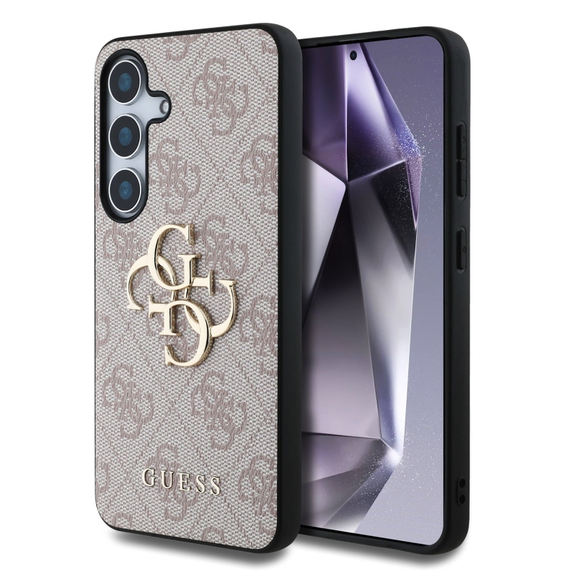 Guess PU 4G Metal Logo Zadný Kryt pre Samsung Galaxy S25 Pink