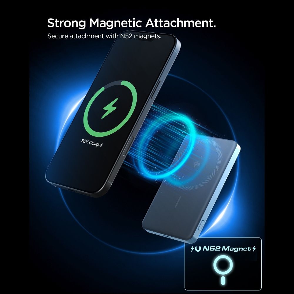 Spigen EA2205MQ MagSafe powerbanka 5000 mAh 22,5 W Qi2 - modrá