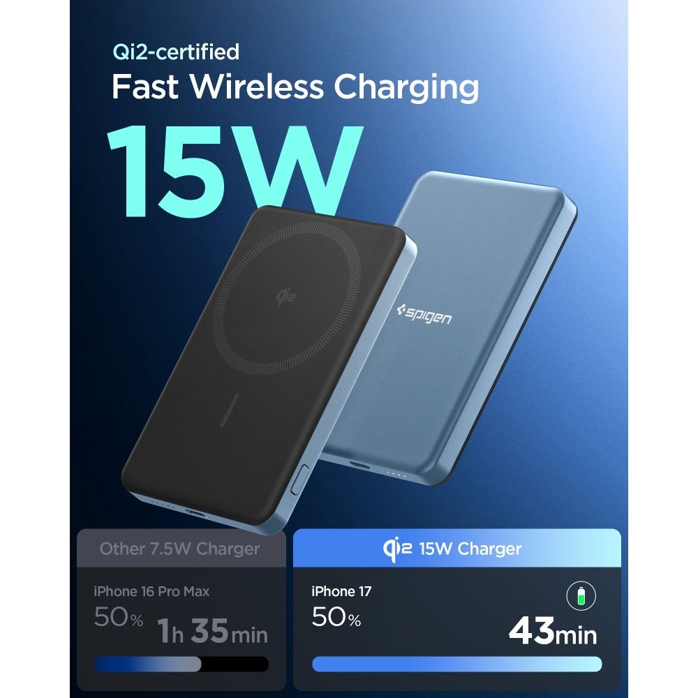 Spigen EA2205MQ MagSafe powerbanka 5000 mAh 22,5 W Qi2 - modrá