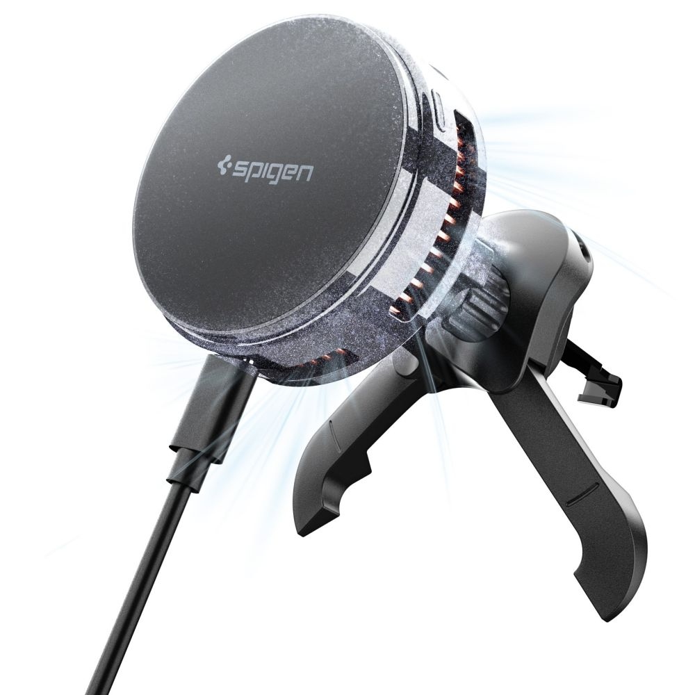 Spigen EV25MFAQ držiak do ventilácie s MagSafe Qi2 bezdrôtovým nabíjaním 25W - čierny