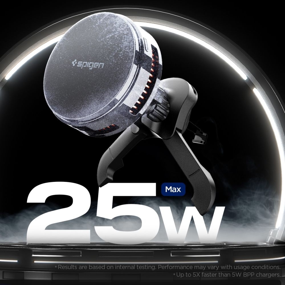 Spigen EV25MFAQ držiak do ventilácie s MagSafe Qi2 bezdrôtovým nabíjaním 25W - čierny