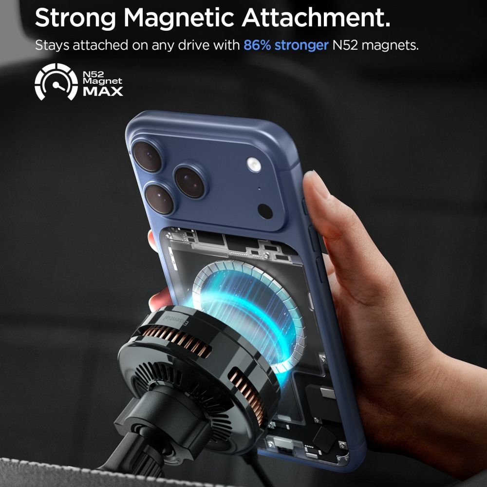 Spigen EV25MFAQ držiak do ventilácie s MagSafe Qi2 bezdrôtovým nabíjaním 25W - čierny