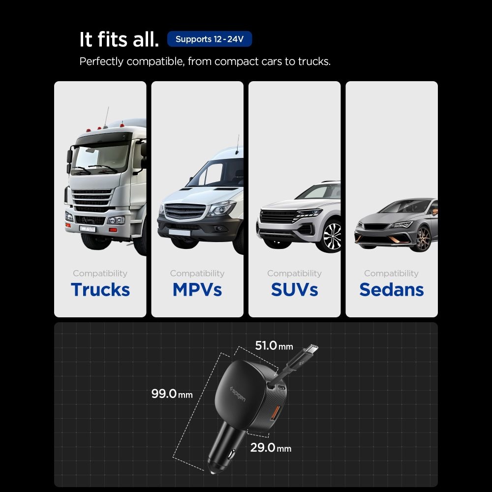 Spigen EV603BT autonabíjačka 60W USB-C a USB-A - čierna