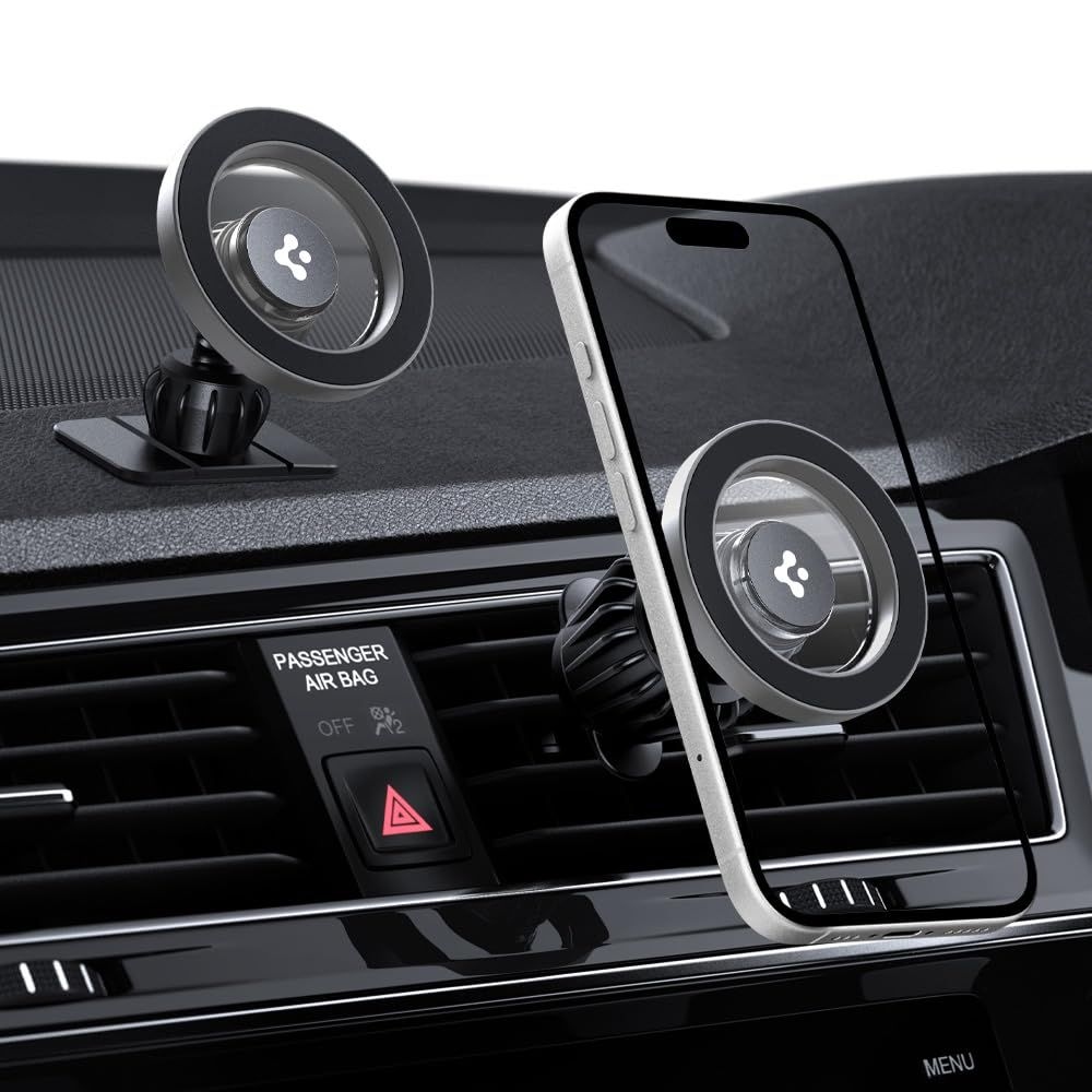 Spigen MFT13 magnetický držiak MagSafe do auta na palubnú dosku aj ventiláciu - čierny