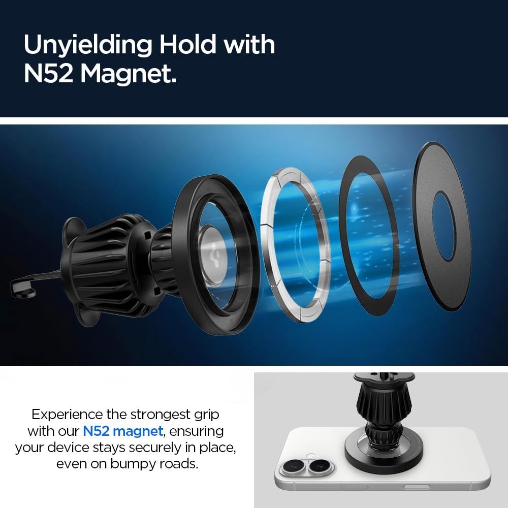 Spigen MFT13 magnetický držiak MagSafe do auta na palubnú dosku aj ventiláciu - čierny