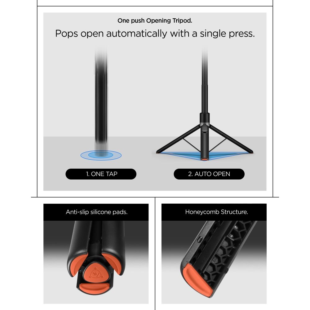 Spigen S581W MagSafe Bluetooth selfie tyč s trojnožkou - čierna