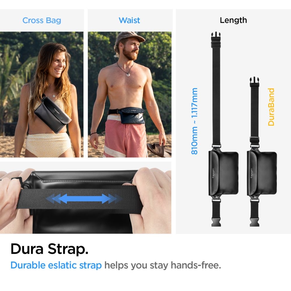 Spigen univerzálne vodotesné puzdro A621 a taška - čierne