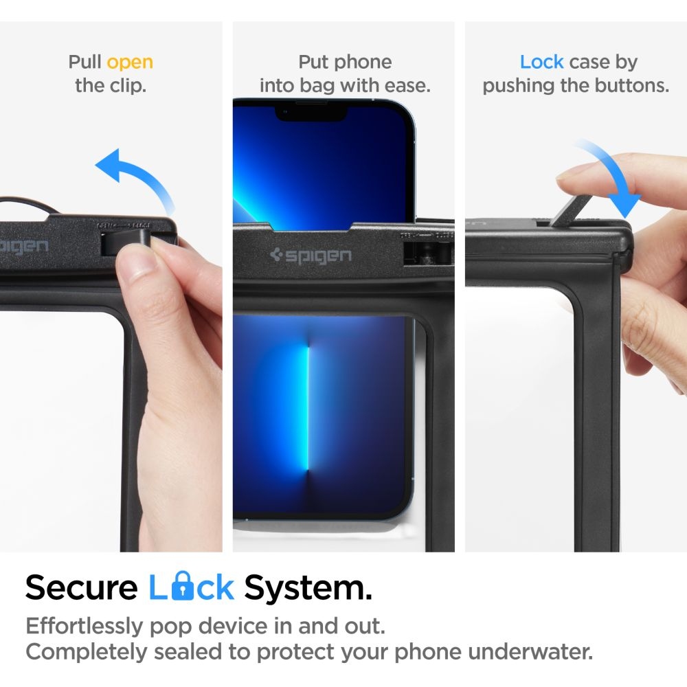 Spigen vodotesné univerzálne púzdro A601 (2 ks) - čierne