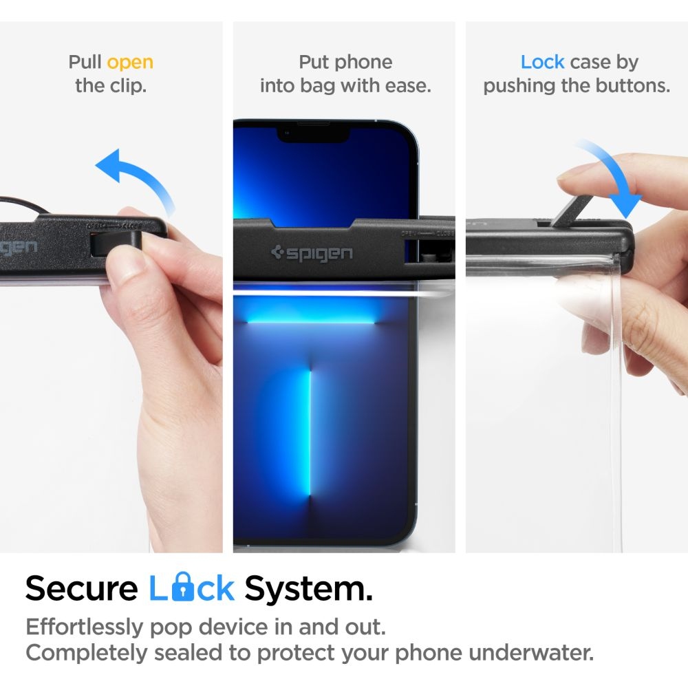 Spigen vodotesné univerzálne púzdro A601 - priehľadné