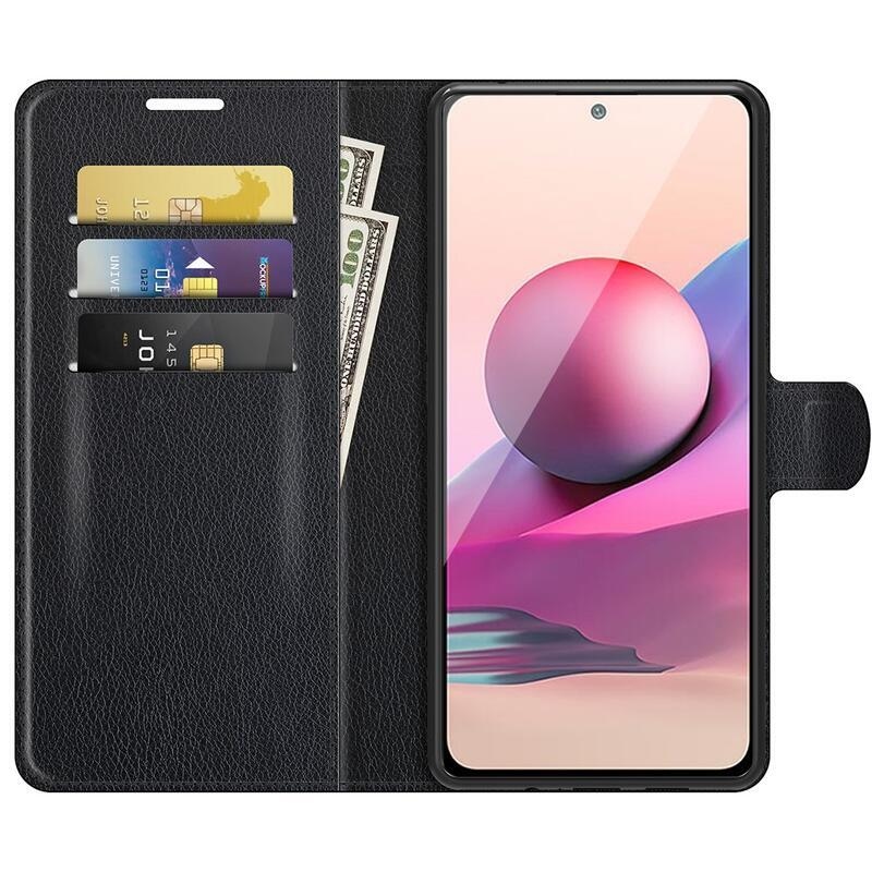 Split PU kožené peněženkové puzdro na mobil Xiaomi Redmi Note 10 4G/Redmi Note 10S/Poco M5s - čierne