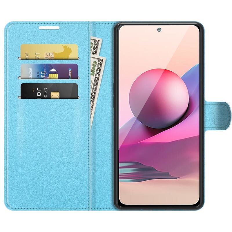 Split PU kožené peněženkové puzdro na mobil Xiaomi Redmi Note 10 4G/Redmi Note 10S/Poco M5s - modré