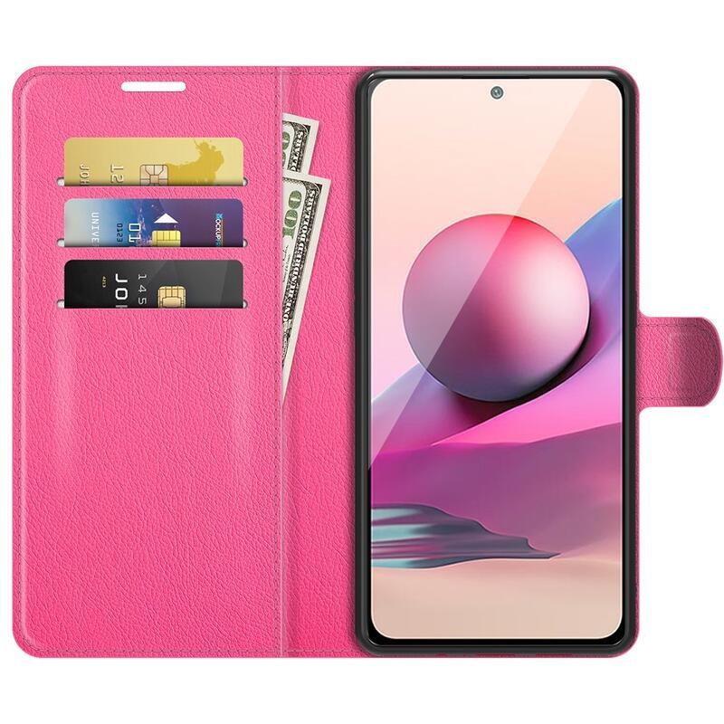 Split PU kožené peněženkové puzdro na mobil Xiaomi Redmi Note 10 4G/Redmi Note 10S/Poco M5s - rose