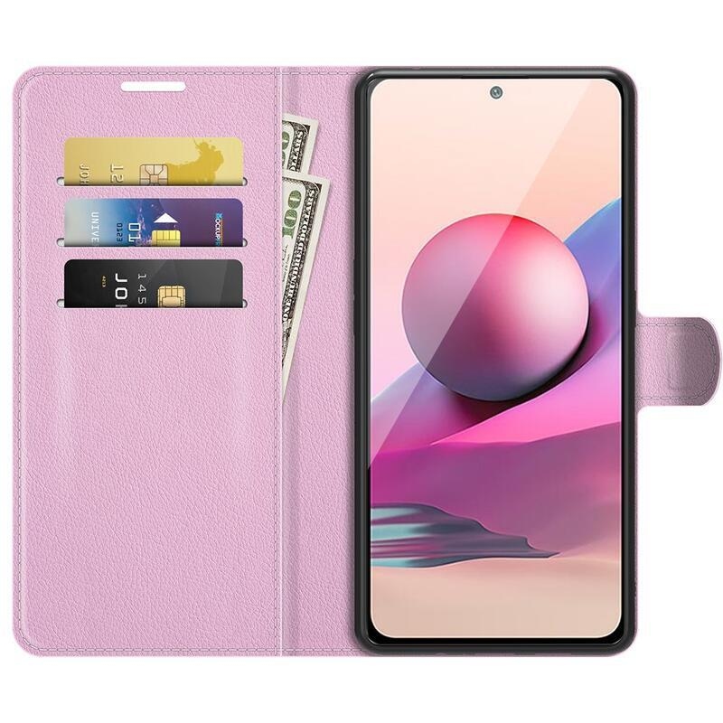 Split PU kožené peněženkové puzdro na mobil Xiaomi Redmi Note 10 4G/Redmi Note 10S/Poco M5s - ružové