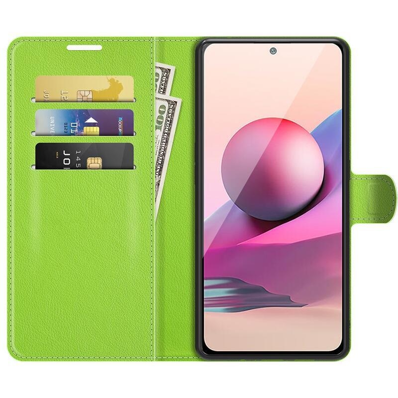 Split PU kožené peněženkové puzdro na mobil Xiaomi Redmi Note 10 4G/Redmi Note 10S/Poco M5s - zelené