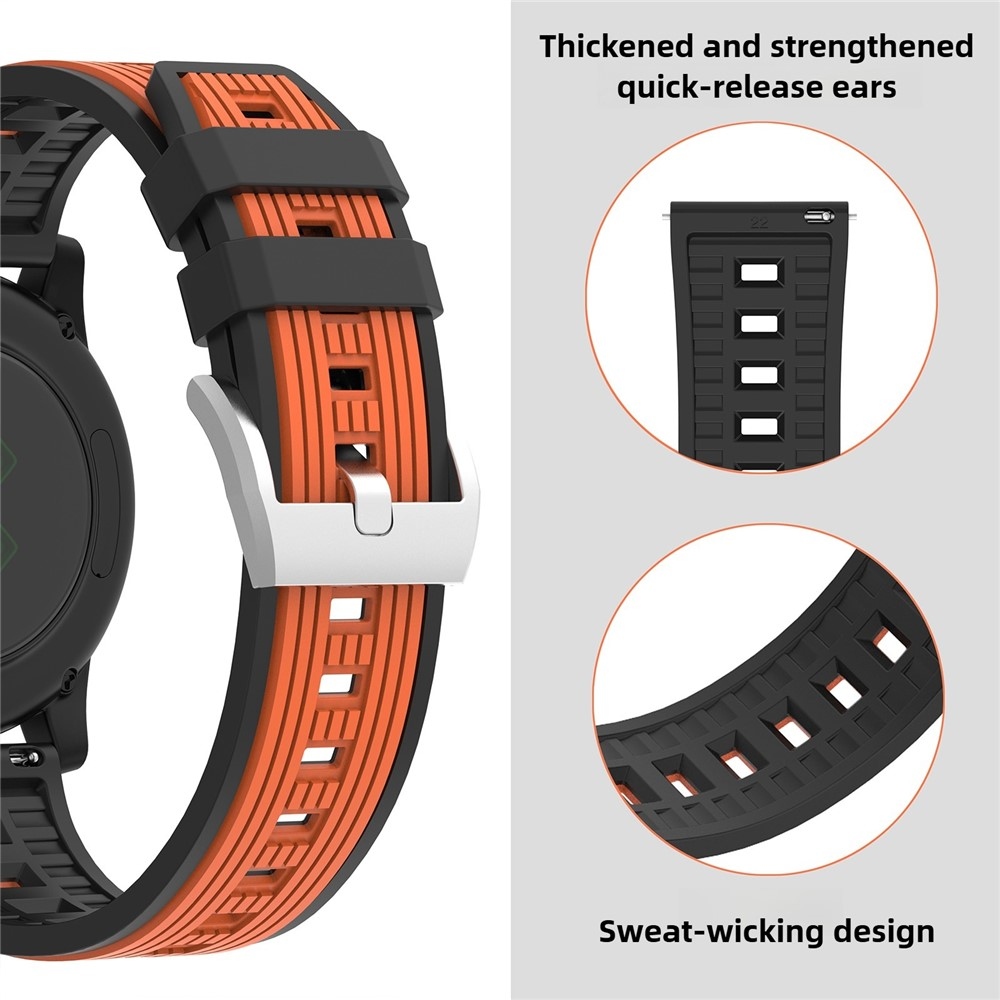 Sports silikónový remienok 20mm na Samsung Galaxy Watch7 44mm/40mm - oranžový/čierny
