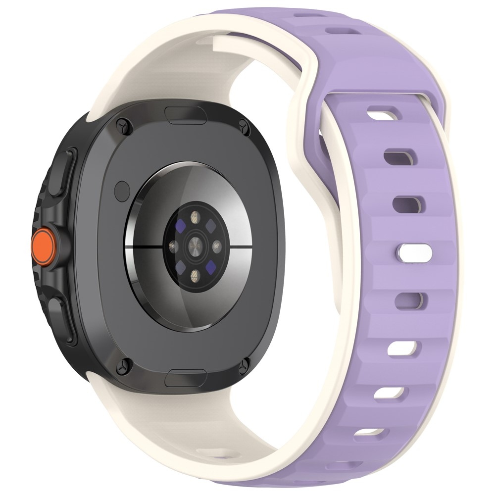 Sports silikónový remienok na Samsung Galaxy Watch8 Classic 46mm/Watch8 44mm/40mm - béžový/fialový