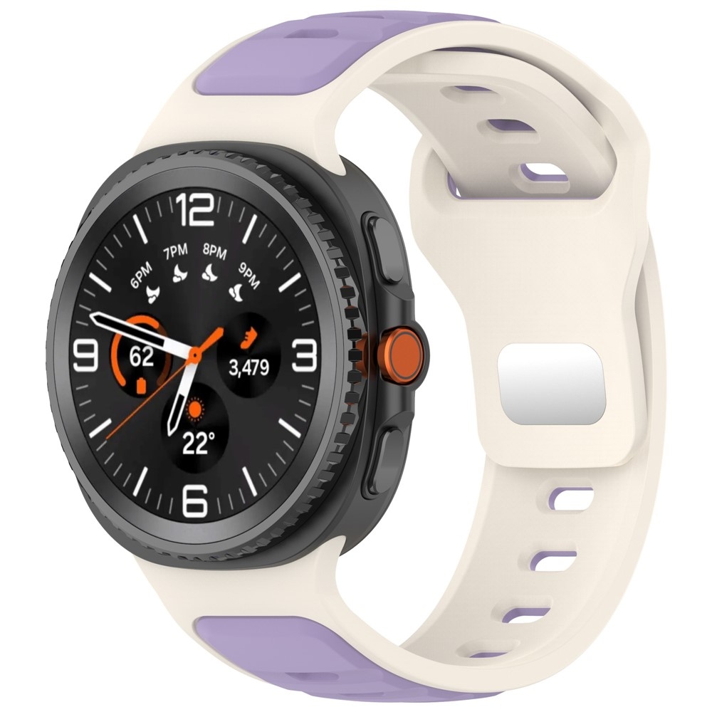 Sports silikónový remienok na Samsung Galaxy Watch8 Classic 46mm/Watch8 44mm/40mm - béžový/fialový