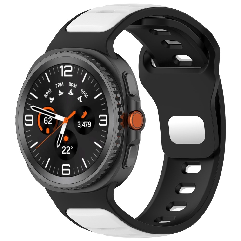 Sports silikónový remienok na Samsung Galaxy Watch8 Classic 46mm/Watch8 44mm/40mm - čierny/biely