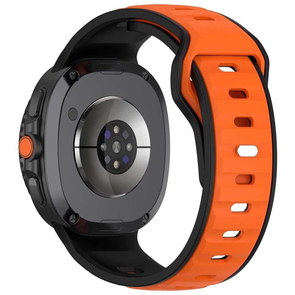Sports silikónový remienok na Samsung Galaxy Watch8 Classic 46mm/Watch8 44mm/40mm - čierny/oranžový