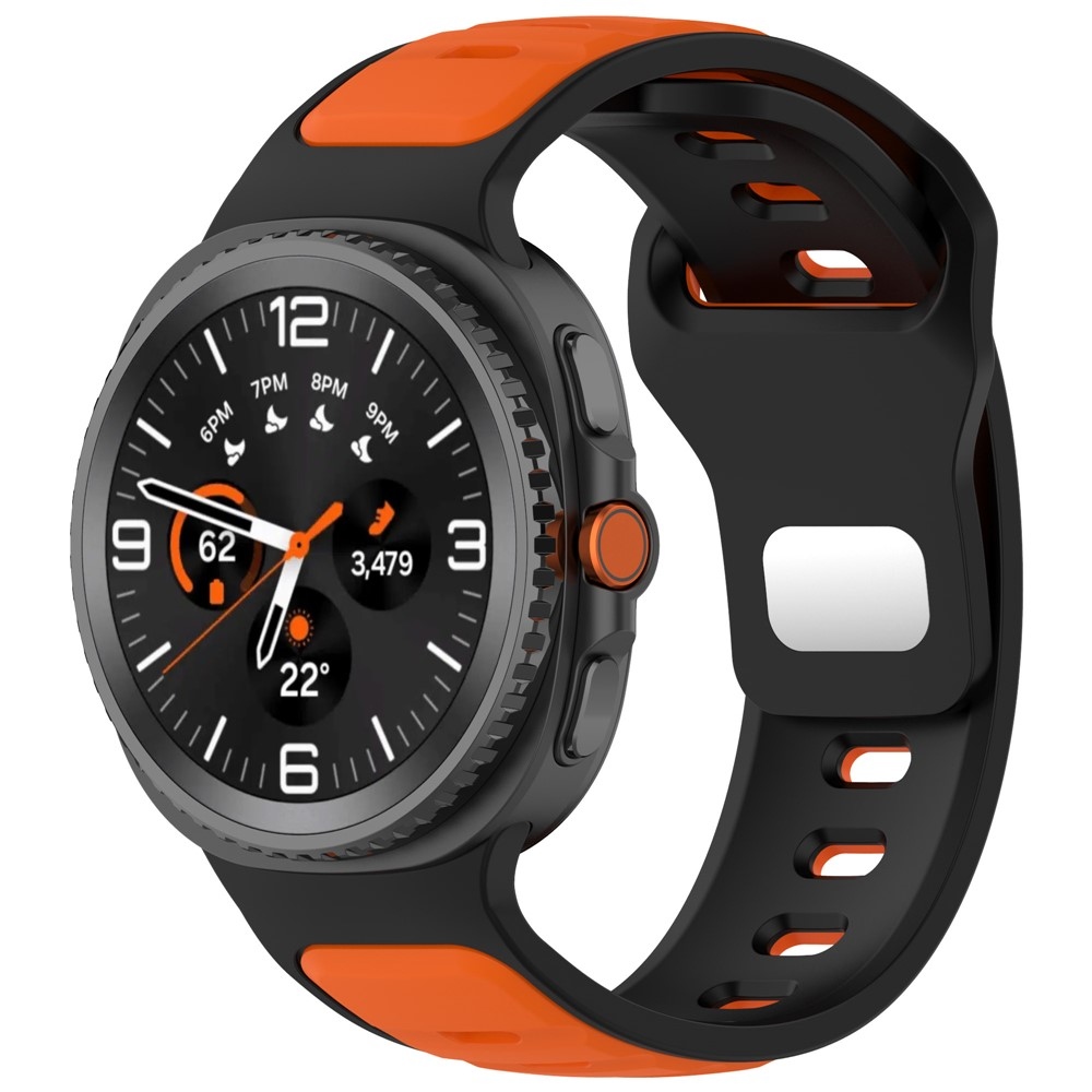 Sports silikónový remienok na Samsung Galaxy Watch8 Classic 46mm/Watch8 44mm/40mm - čierny/oranžový