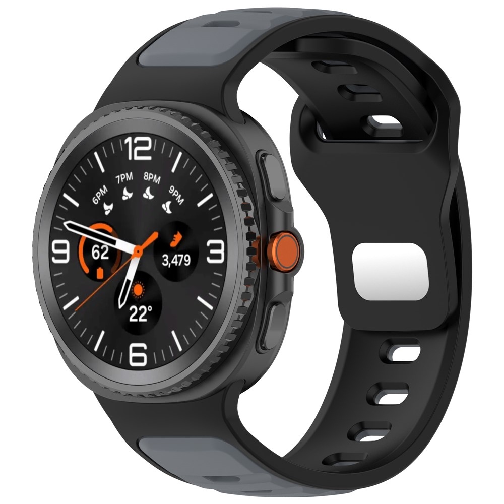 Sports silikónový remienok na Samsung Galaxy Watch8 Classic 46mm/Watch8 44mm/40mm - čierny/sivý