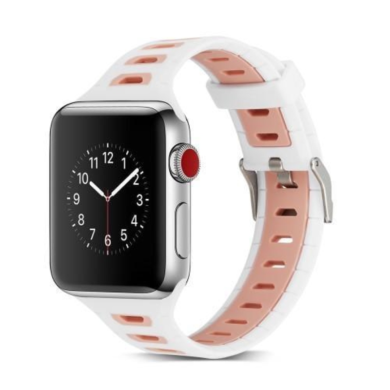 Športy silikónový remienok na Apple Watch 38mm - biely a ružový