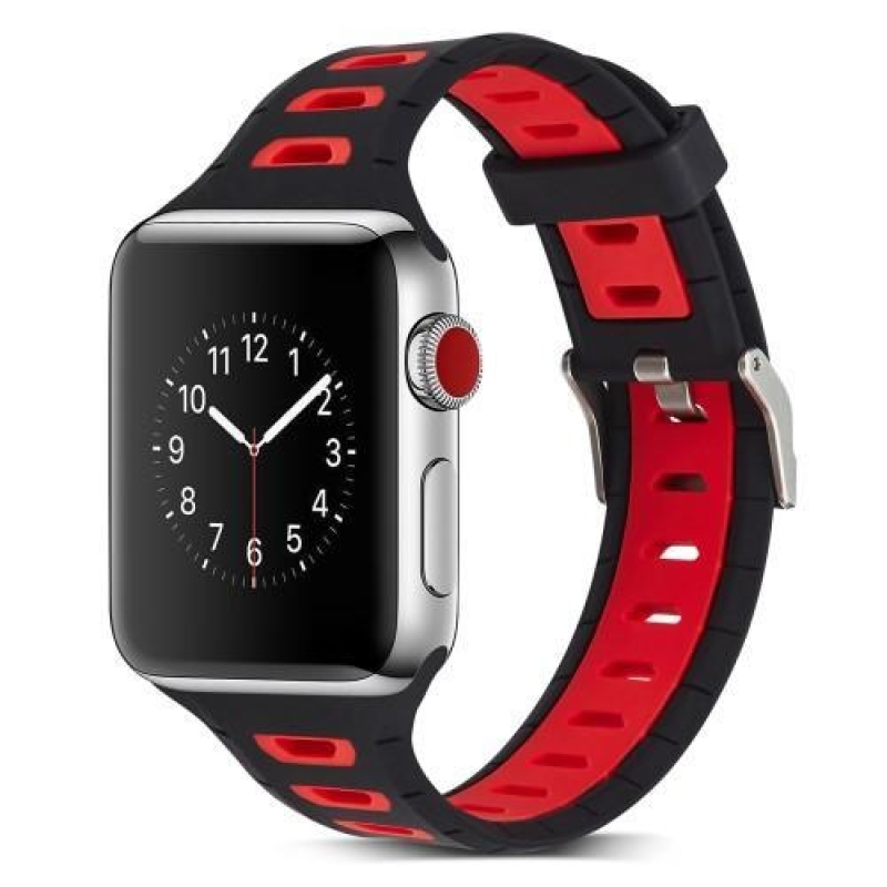 Športy silikónový remienok na Apple Watch 38mm - čierny a červený