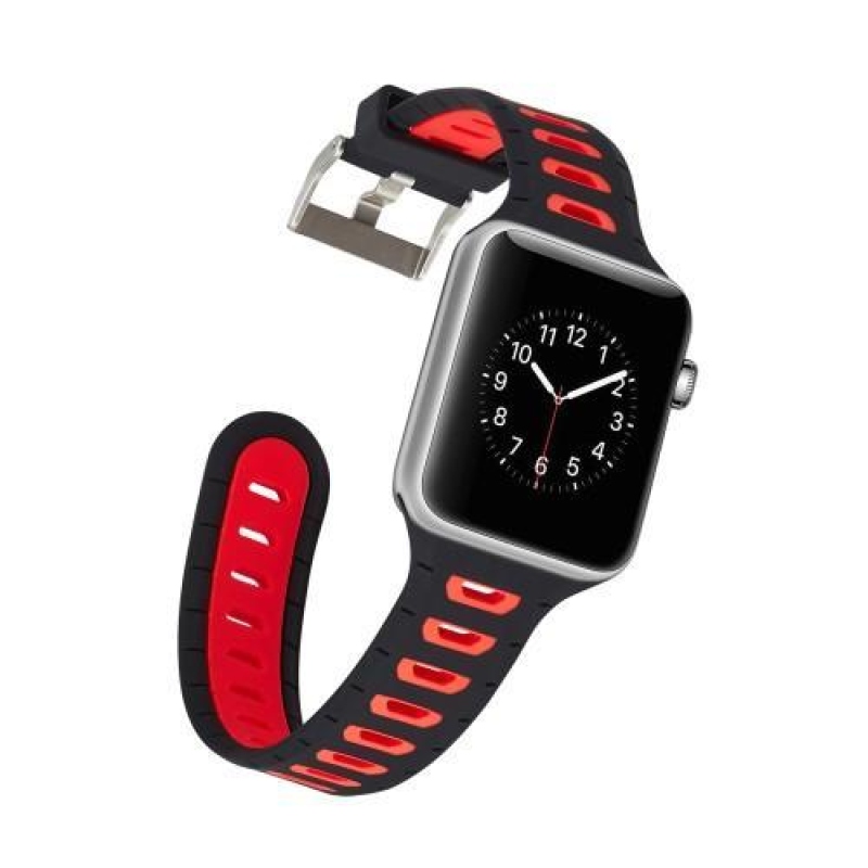 Športy silikónový remienok na Apple Watch 38mm - čierny a červený