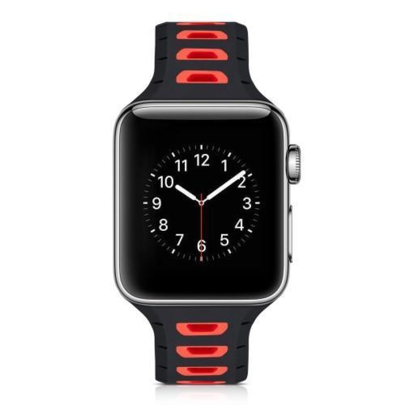 Športy silikónový remienok na Apple Watch 38mm - čierny a červený