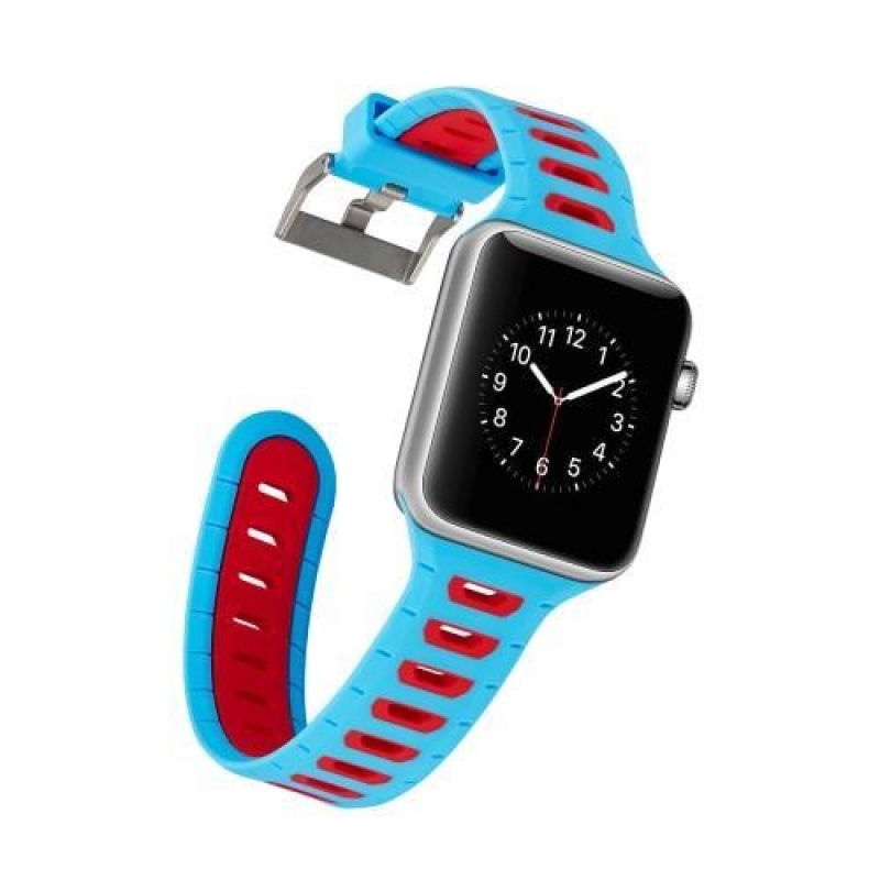 Športy silikónový remienok na Apple Watch 38mm - modrý a červený