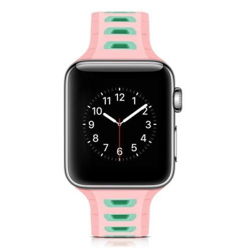 Športy silikónový remienok na Apple Watch 38mm - ružový a zelený