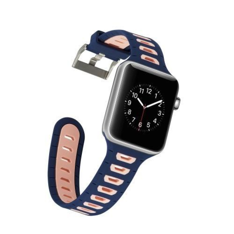 Športy silikónový remienok na Apple Watch 38mm - tmavomodrý a ružový