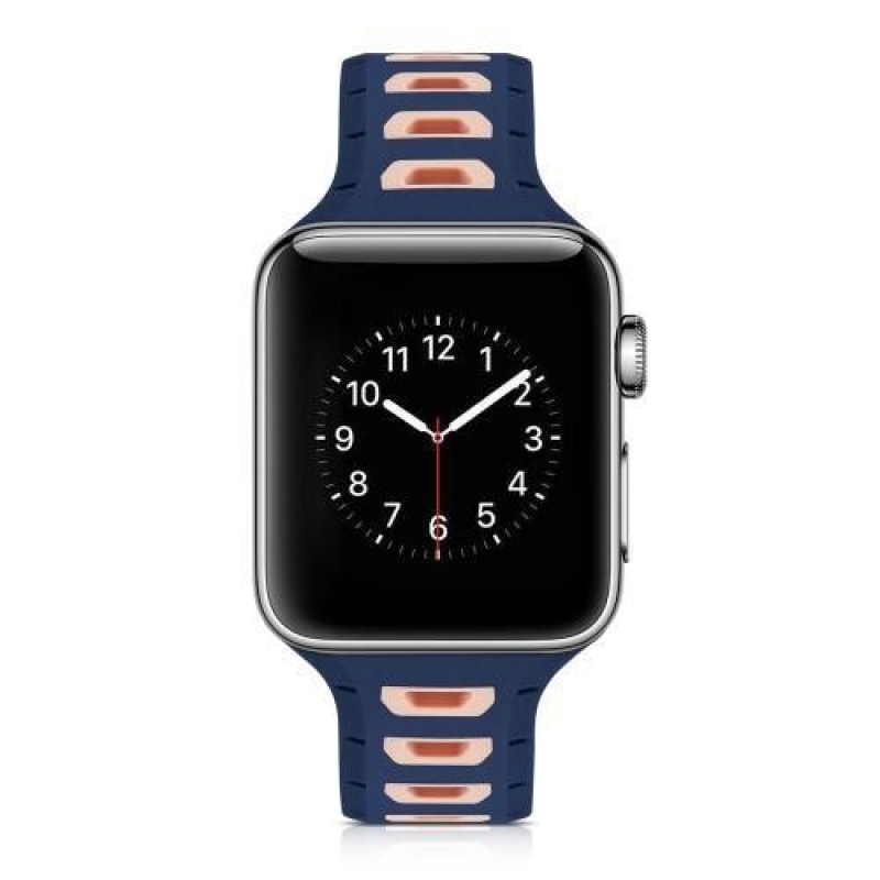 Športy silikónový remienok na Apple Watch 38mm - tmavomodrý a ružový