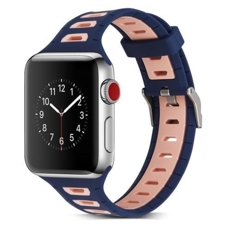 Športy silikónový remienok na Apple Watch 38mm - tmavomodrý a ružový