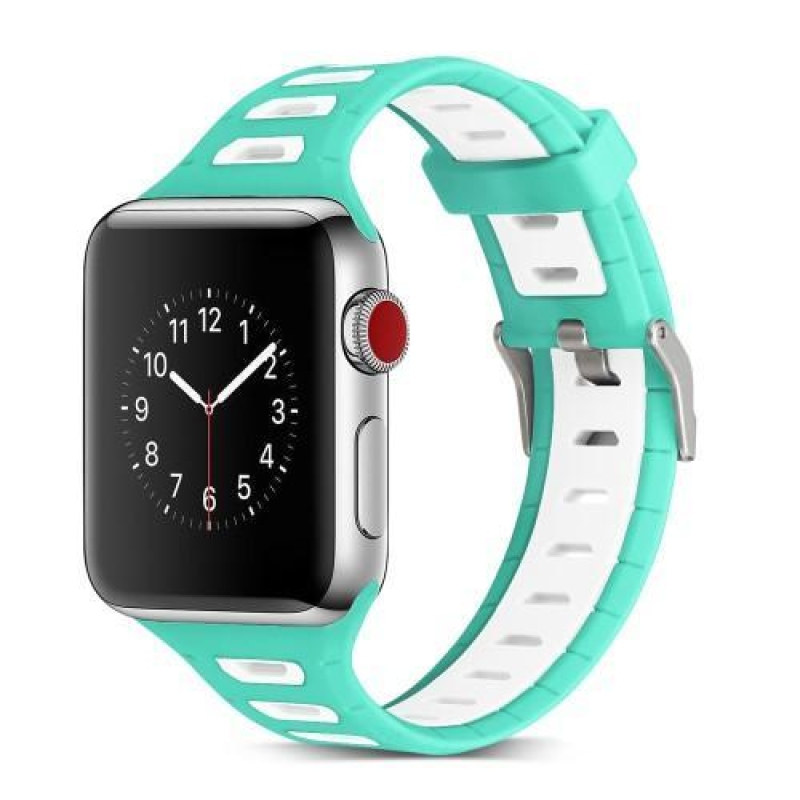 Športy silikónový remienok na Apple Watch 38mm - zelený a biely