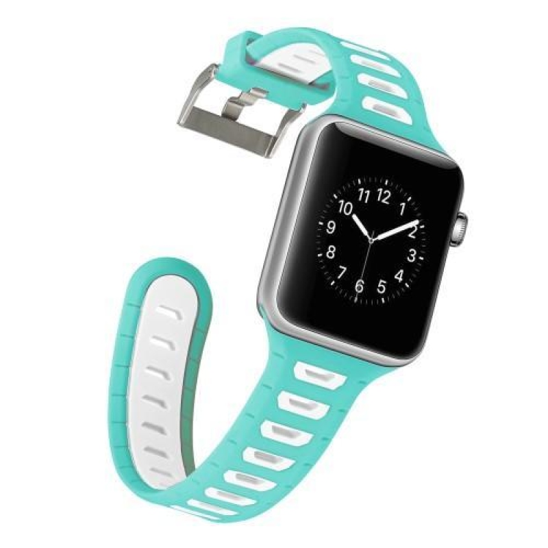 Športy silikónový remienok na Apple Watch 38mm - zelený a biely