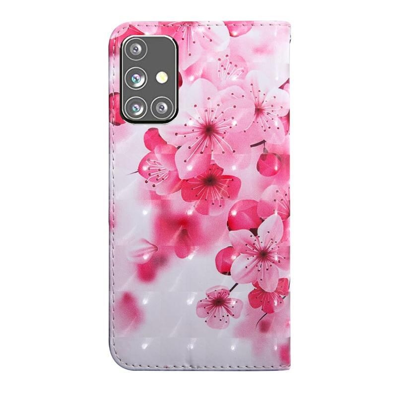 Spot PU kožené peněženkové puzdro na mobil Samsung Galaxy M31s - ružové kvety