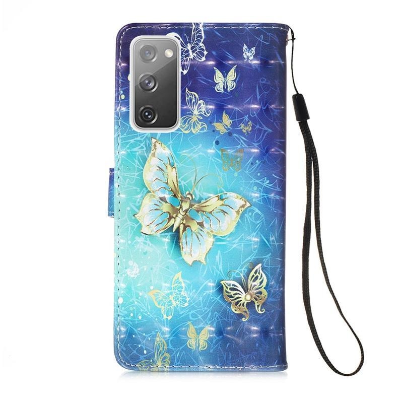 Spot PU kožené peněženkové púzdro pre mobil Samsung Galaxy S20 FE / S20 FE 5G - motýle