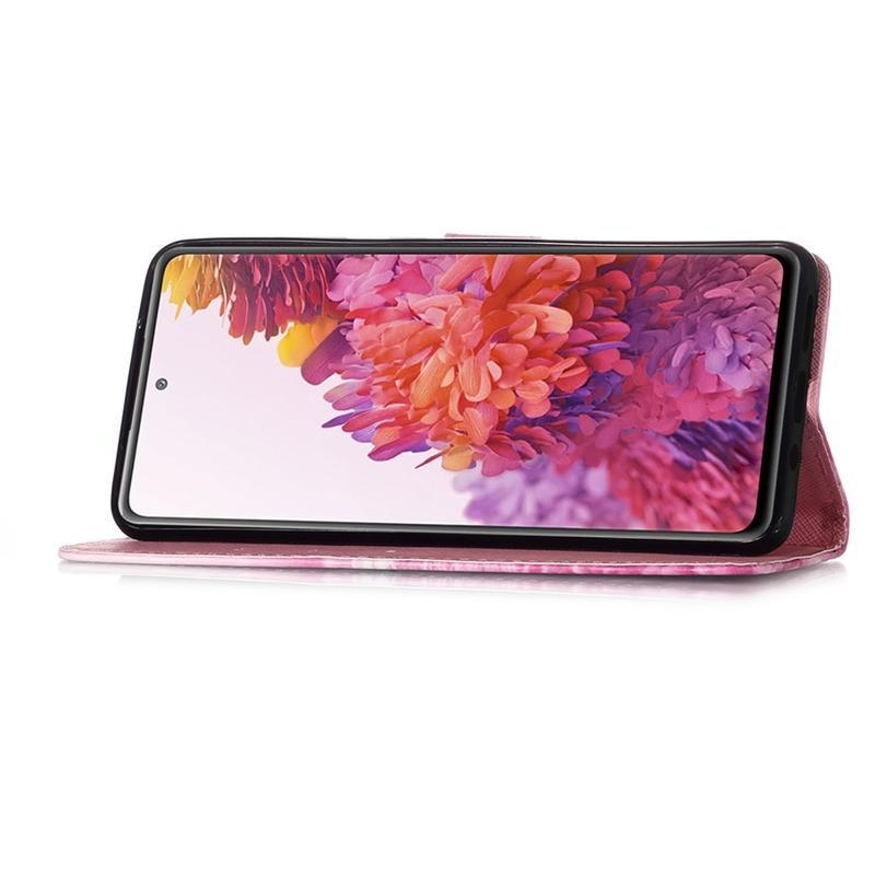 Spot PU kožené peněženkové púzdro pre mobil Samsung Galaxy S20 FE / S20 FE 5G - ružový kvet