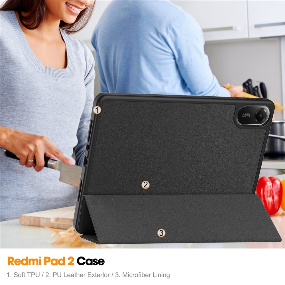 Cases chytré zatváracie púzdro na Xiaomi Redmi Pad 2 - čierne