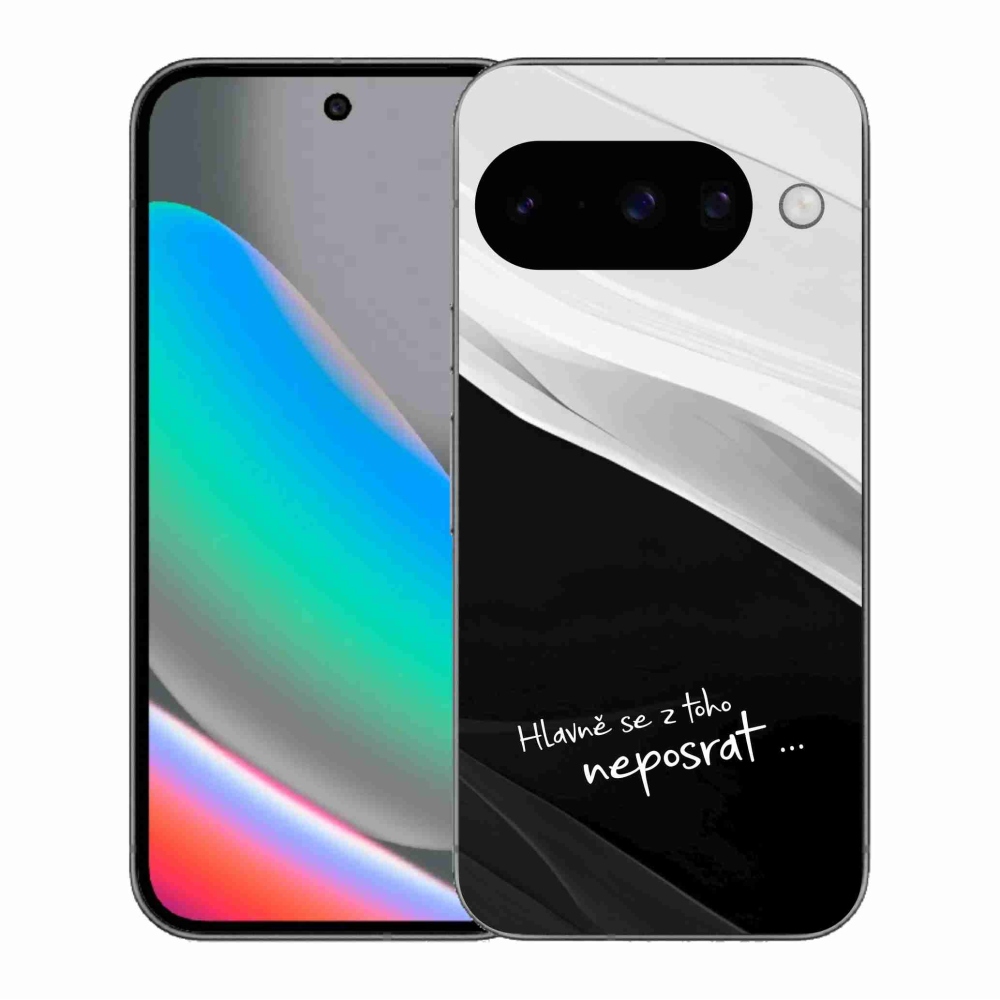 Gélový kryt mmCase na Google Pixel 10 - vtipný text 13 čiernobiele pozadie