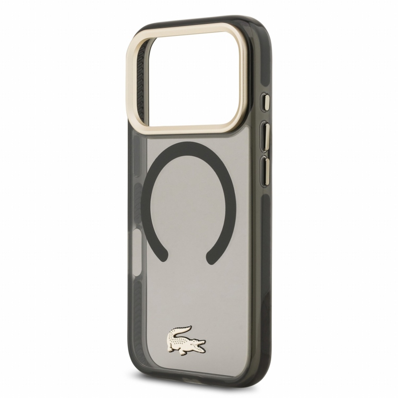 Lacoste IML Shockproof Petit Pique Gold Logo MagSafe zadný kryt pre iPhone 18 Pro Black