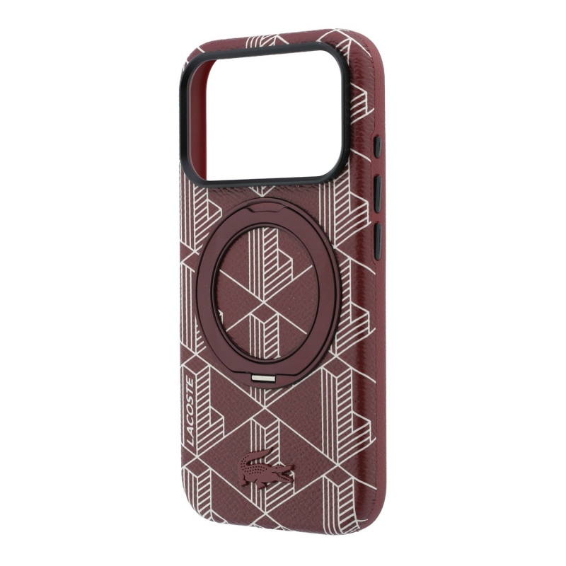 Lacoste PVC Semi Wrap Blend Ring Stand MagSafe zadný kryt pre iPhone 18 Pro, farba Burgundy