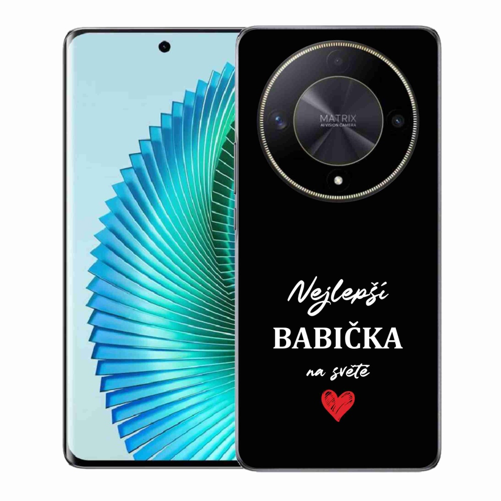 Gélový kryt mmCase na Honor Magic 6 Lite 5G - najlepšia babička 1 čierne pozadie
