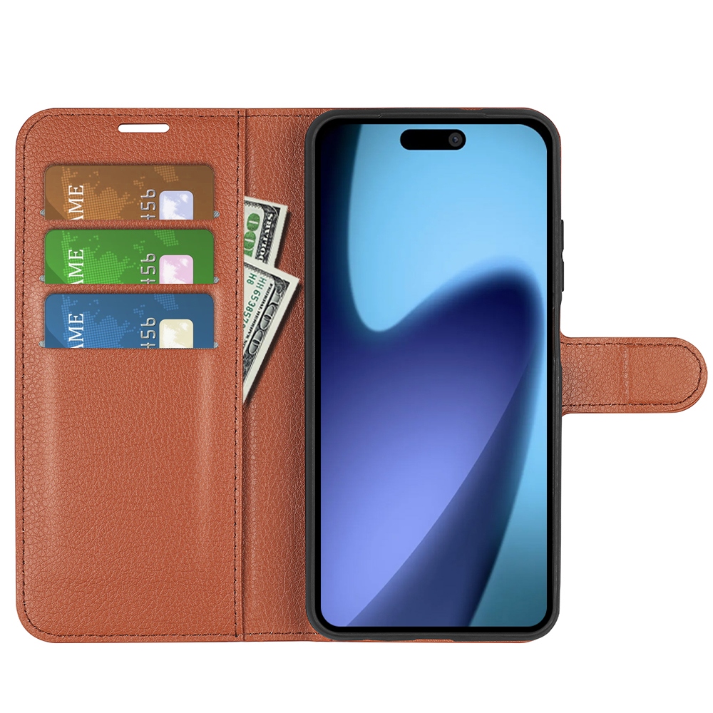 Litchi knižkové púzdro na iPhone 17 Air - hnedé
