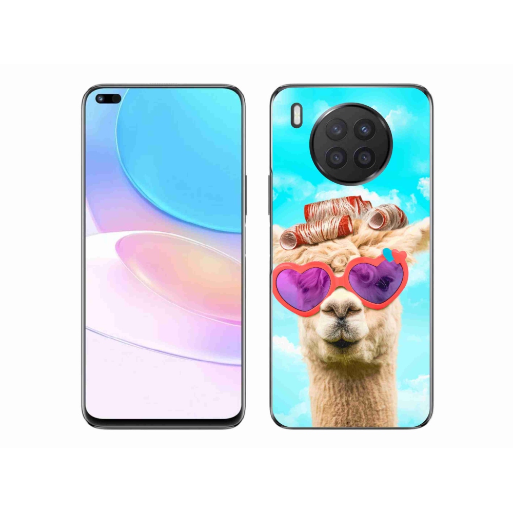 Gelový kryt mmCase na Huawei Nova 8i - lama s brýlemi