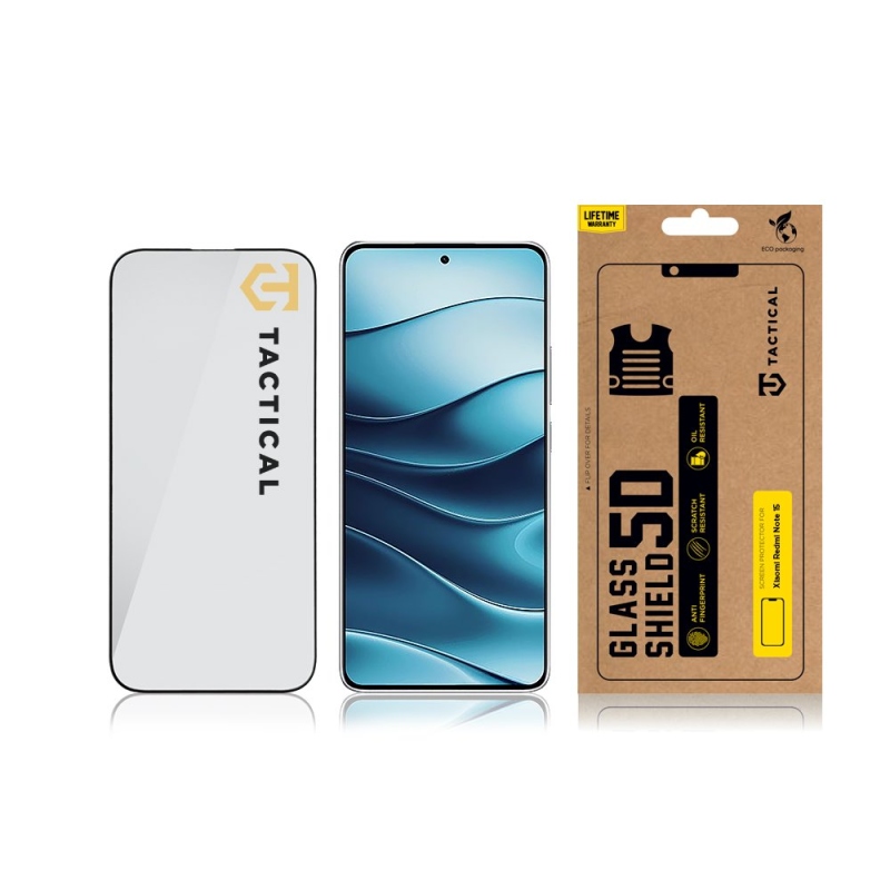 Taktický sklenený štít 5D sklo pre Xiaomi Redmi Note 15 Black