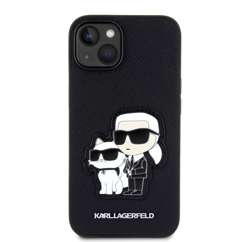 Karl Lagerfeld PU Saffiano Karl and Choupette NFT Zadný Kryt pre iPhone 13 Black