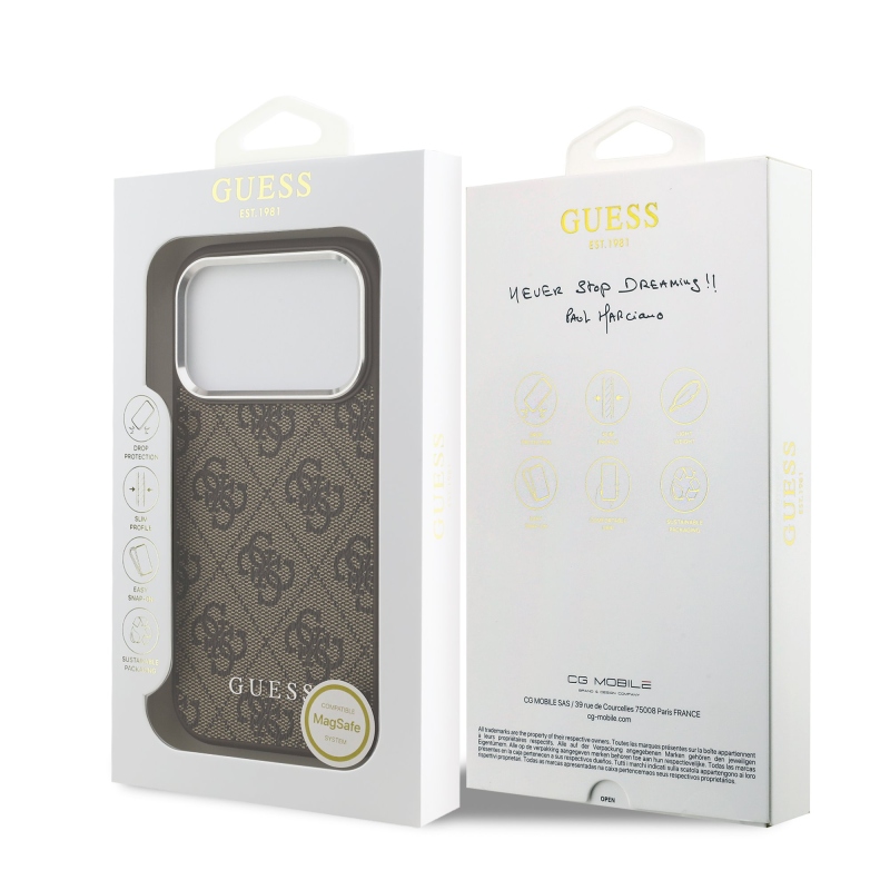 Zadný kryt Guess 4G MagSafe pre iPhone 17 Pro Brown